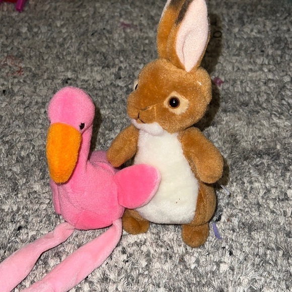 Peter Rabbit and Flamingo Beanie Babies - Picture 1 of 1